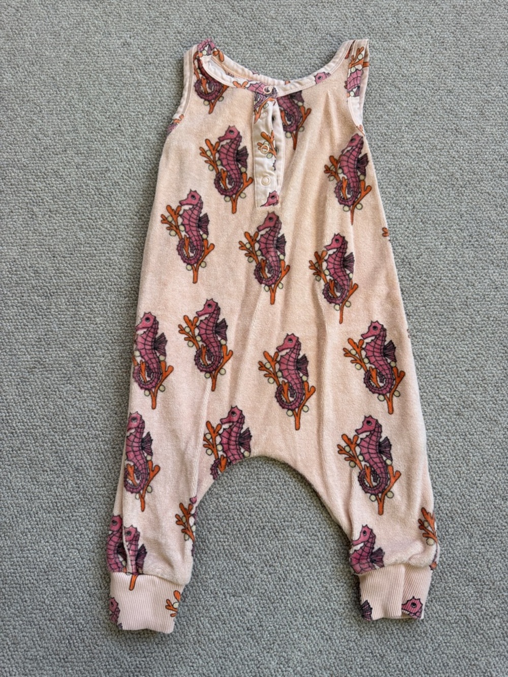 Pink Seahorse Print Sleeveless Kids One-Piece Bodysuit